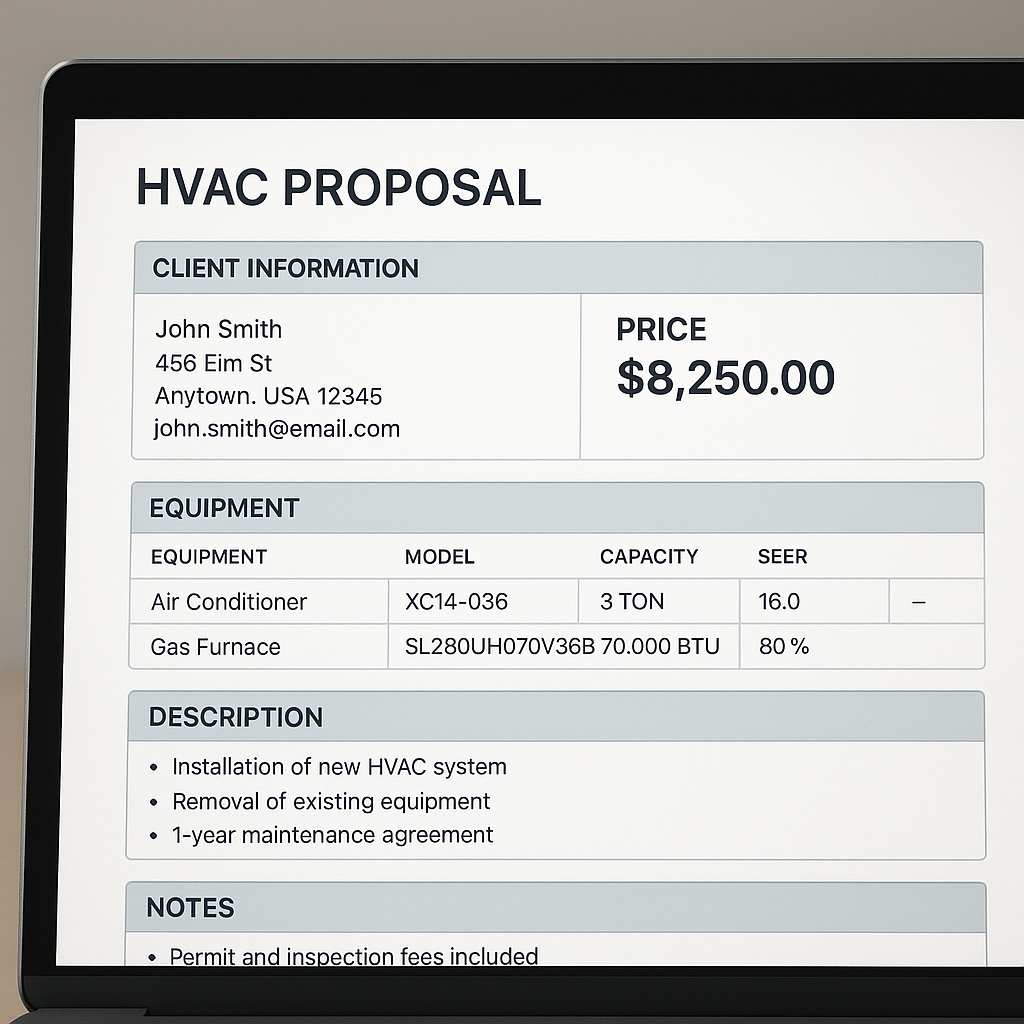 Hvac Proposal Software Section Image Hvac Proposal Software Section Image